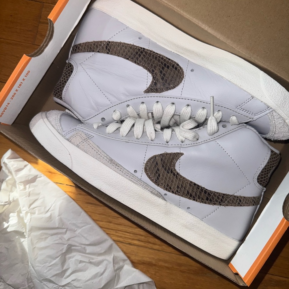 White/Brown High-Top Nike blazer Sneakers